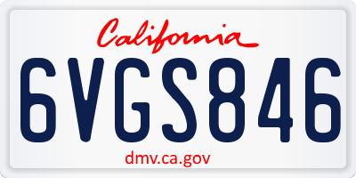 CA license plate 6VGS846