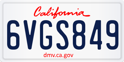 CA license plate 6VGS849