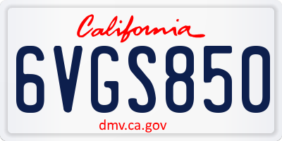 CA license plate 6VGS850