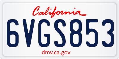 CA license plate 6VGS853