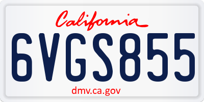 CA license plate 6VGS855