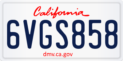 CA license plate 6VGS858