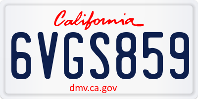 CA license plate 6VGS859