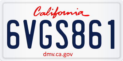 CA license plate 6VGS861