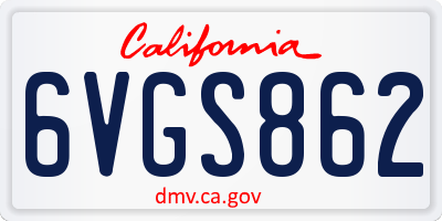 CA license plate 6VGS862