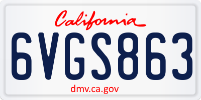 CA license plate 6VGS863