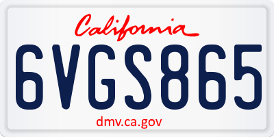 CA license plate 6VGS865
