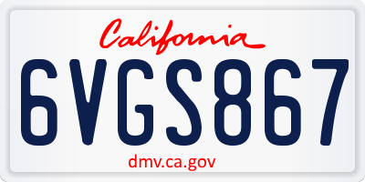 CA license plate 6VGS867