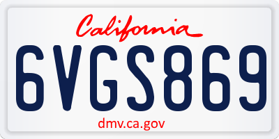 CA license plate 6VGS869
