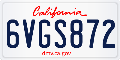 CA license plate 6VGS872