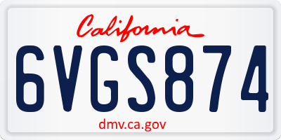CA license plate 6VGS874