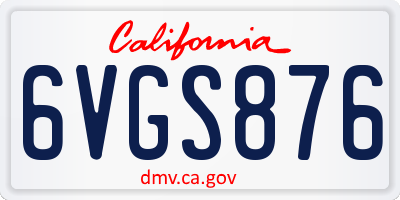 CA license plate 6VGS876