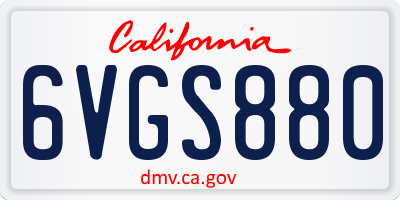 CA license plate 6VGS880