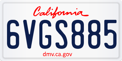 CA license plate 6VGS885