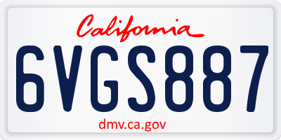 CA license plate 6VGS887