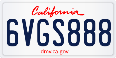 CA license plate 6VGS888