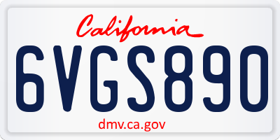 CA license plate 6VGS890