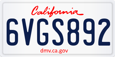 CA license plate 6VGS892