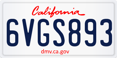 CA license plate 6VGS893