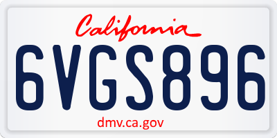 CA license plate 6VGS896