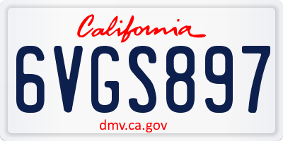 CA license plate 6VGS897