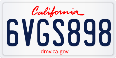 CA license plate 6VGS898