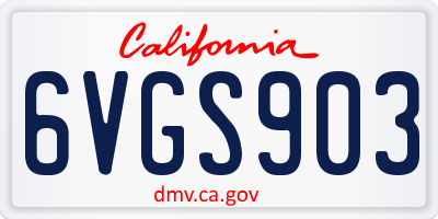 CA license plate 6VGS903