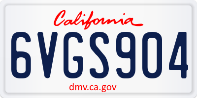 CA license plate 6VGS904