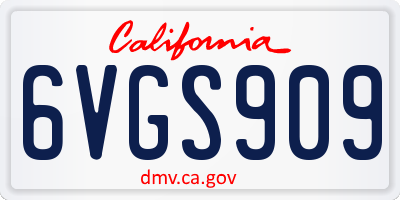 CA license plate 6VGS909