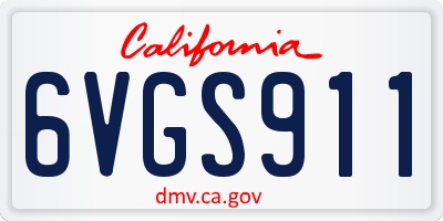 CA license plate 6VGS911