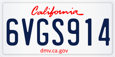 CA license plate 6VGS914