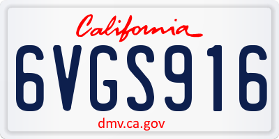 CA license plate 6VGS916