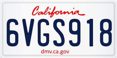 CA license plate 6VGS918