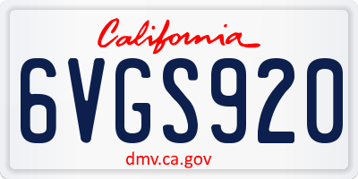 CA license plate 6VGS920