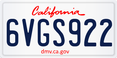 CA license plate 6VGS922