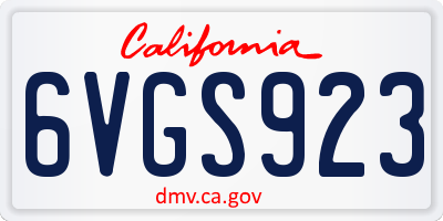 CA license plate 6VGS923