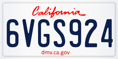 CA license plate 6VGS924