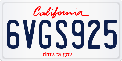 CA license plate 6VGS925