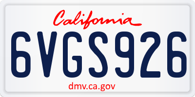 CA license plate 6VGS926