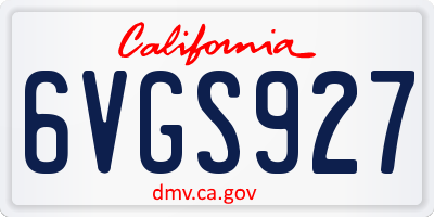 CA license plate 6VGS927
