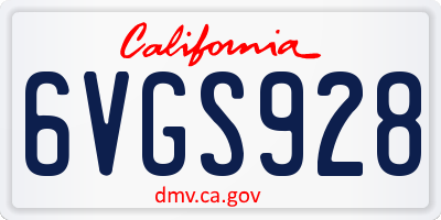 CA license plate 6VGS928