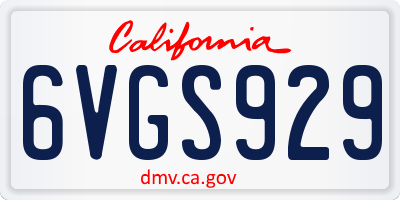 CA license plate 6VGS929