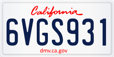 CA license plate 6VGS931
