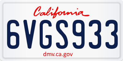 CA license plate 6VGS933