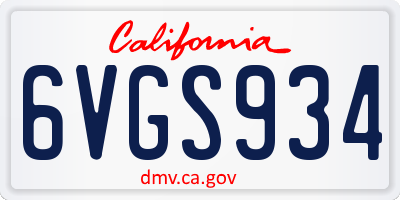 CA license plate 6VGS934