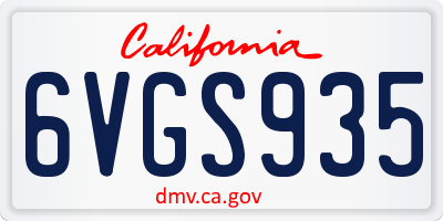 CA license plate 6VGS935