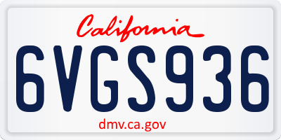CA license plate 6VGS936