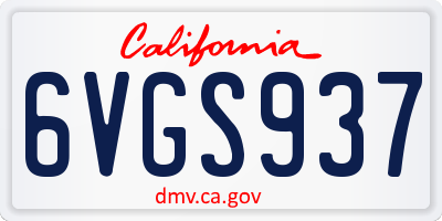 CA license plate 6VGS937