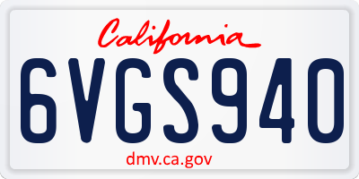 CA license plate 6VGS940