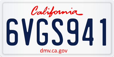 CA license plate 6VGS941